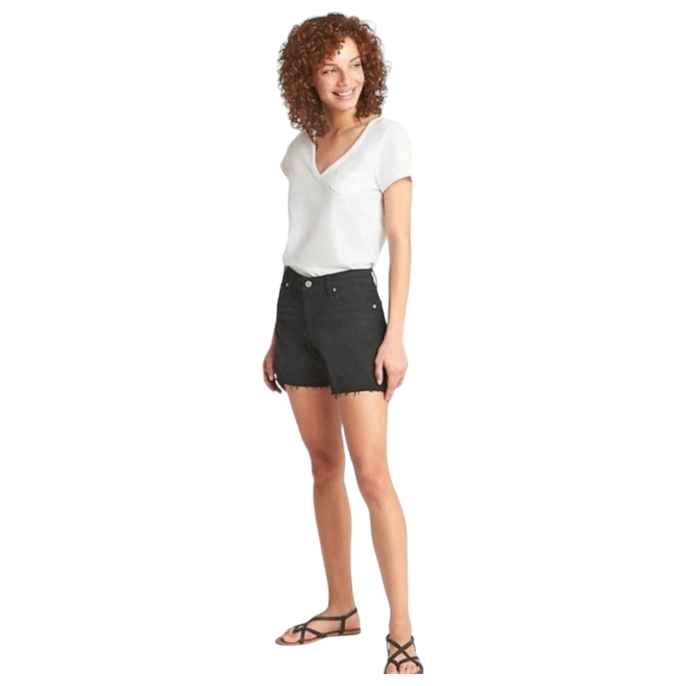 GAP 1969 Black Denim Cutoff Shorts 26 Raw Hem Y2K Edgy Festival Indie Sleaze